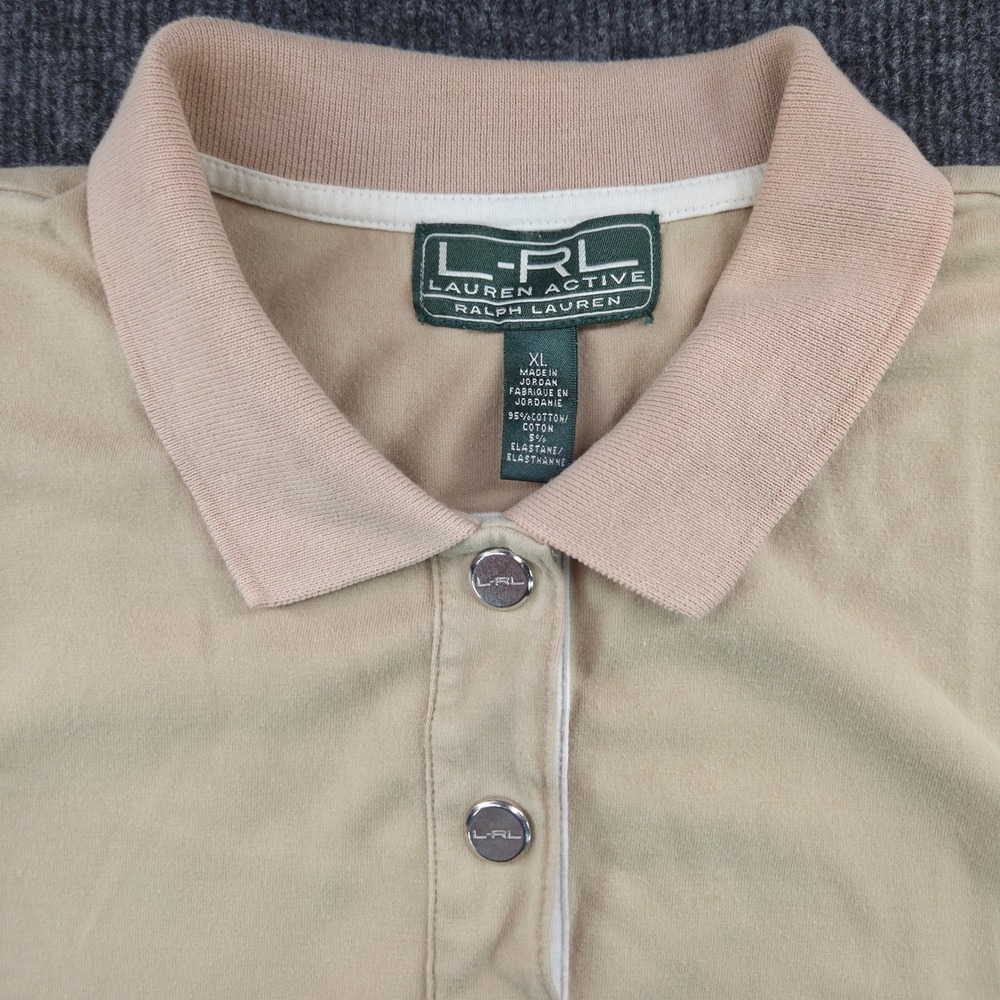 Lauren Active‎ Ralph Lauren Sleeveless Polo Shirt XL Orange Tan Colorblock Top